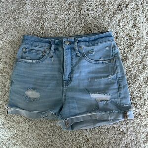 Madewell Light Blue Ripped Jean Shorts